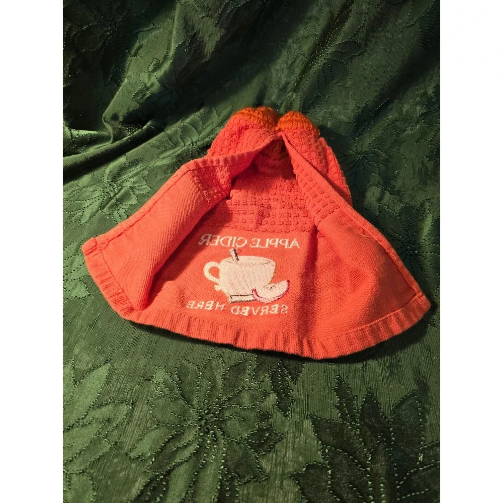 Kitchen towel apple cider served here orange crochet hanger with‎ Button/0450